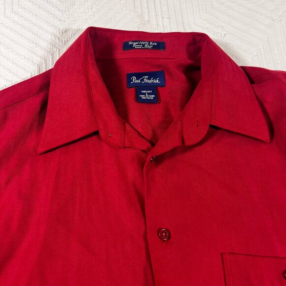 Paul Fredrick Sport Shirt 100% Silk Button Up Men's Large Red EUC - Picture 1 of 5